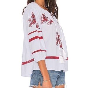 Velvet by Graham & Spencer Boho Embroidered Peasant Blouse